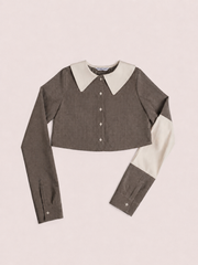 DOUBLE TEXTURE CROP SHIRT
