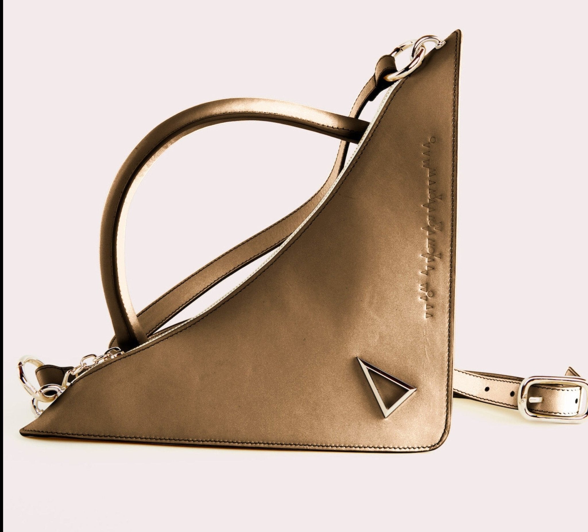 BRONZE "ROCKET GIRL" BAG IN CALFSKIN LEATHER - Monte Sharp