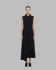 BLACK COLUMN DRESS WITH SCARF