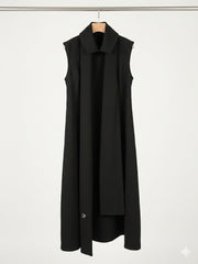 BLACK COLUMN DRESS WITH SCARF