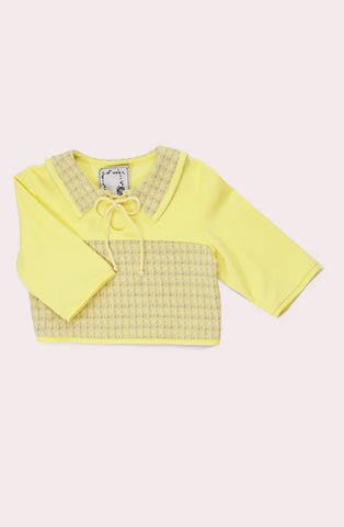 YELLOW COTTON SHORT SLEEVE  "TOKIO CROP TOP"