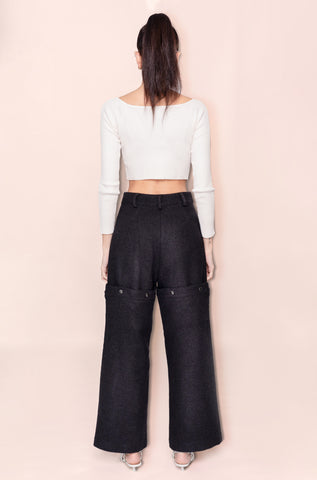 WOOLEN NOIR TELESCOPE TROUSERS