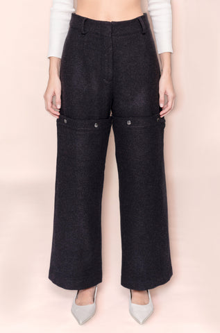 WOOLEN NOIR TELESCOPE TROUSERS