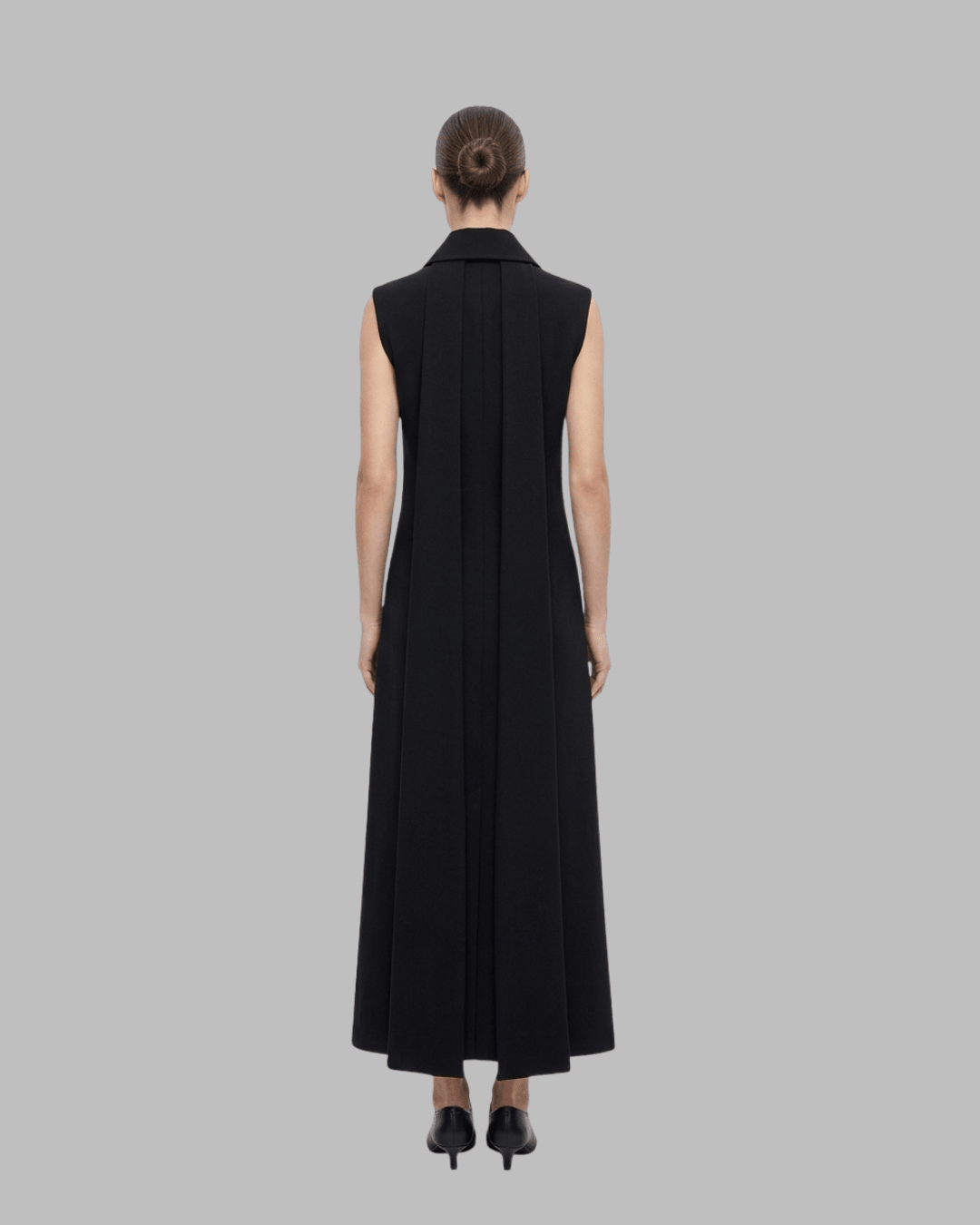 BLACK COLUMN DRESS WITH SCARF - Monte Sharp