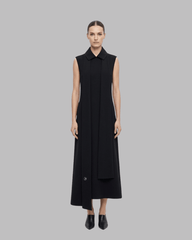 BLACK COLUMN DRESS WITH SCARF - Monte Sharp