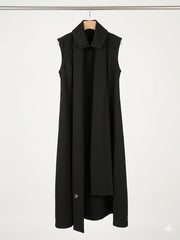 BLACK COLUMN DRESS WITH SCARF - Monte Sharp